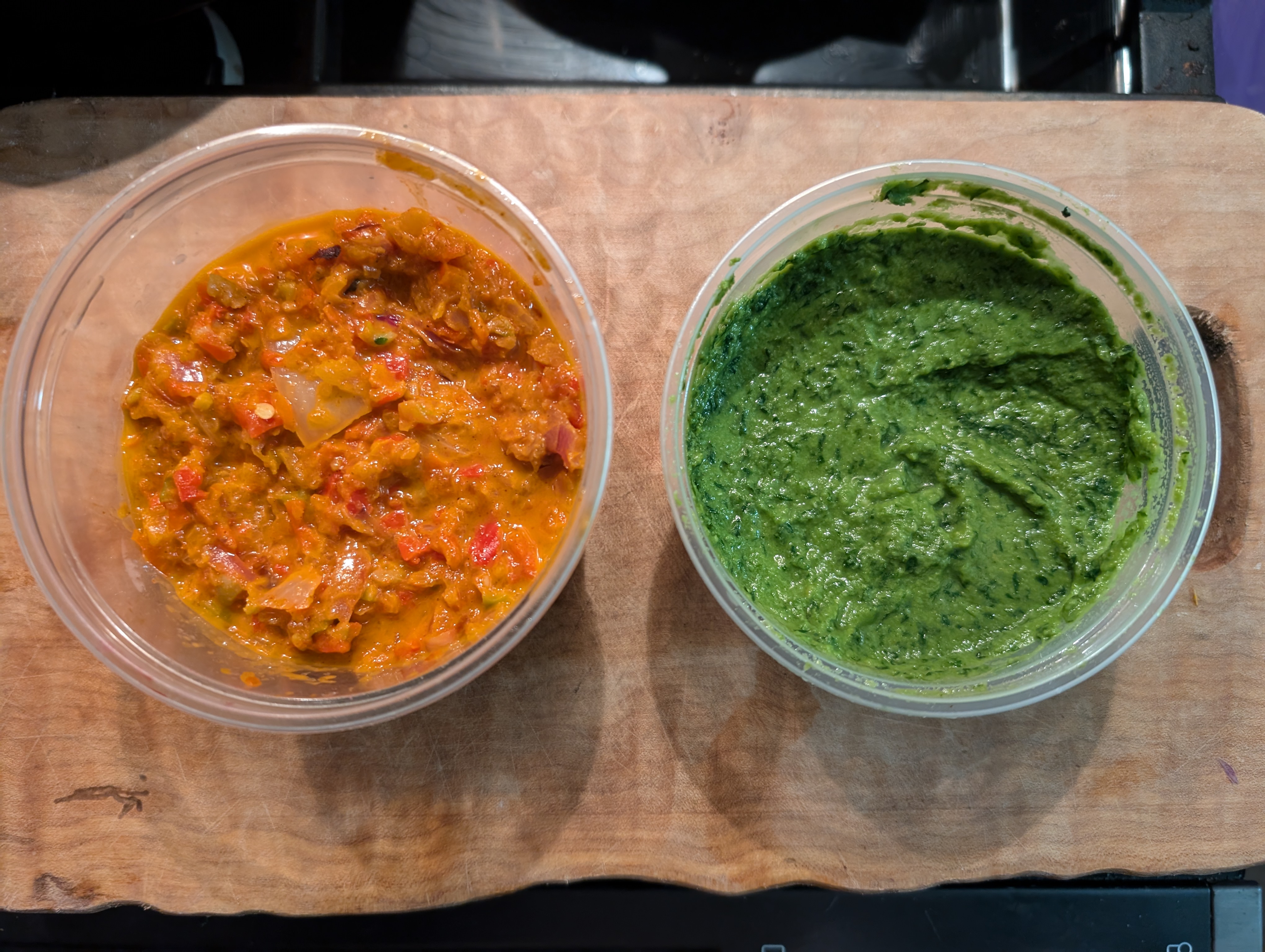 Red and green sauces